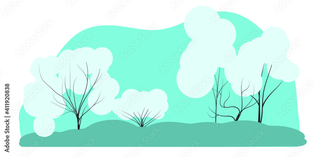 Winter Landscape, flat style, vector illustration