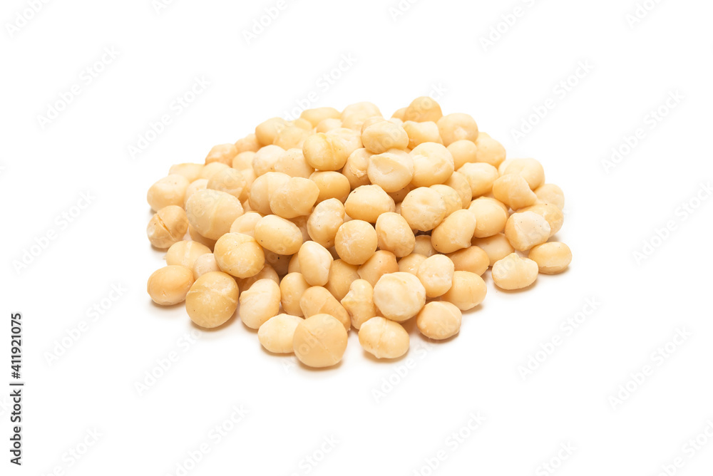 Macadamia nuts isolated on white background. Macadamia nuts isolated on white background.