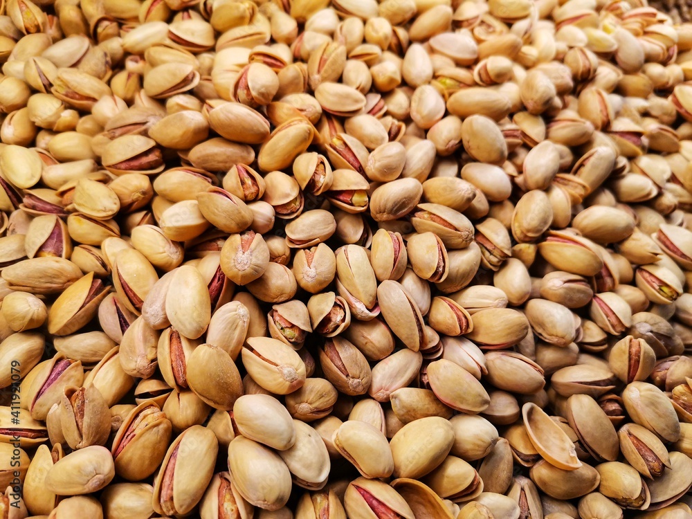 Close-up pine nuts. Background pine nuts and detail shot.