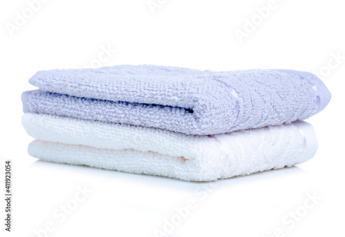 White and gray towels on white background isolation
