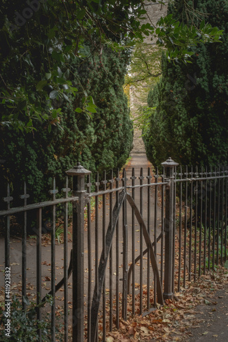 A Gate to a Pathway in an English Garden
