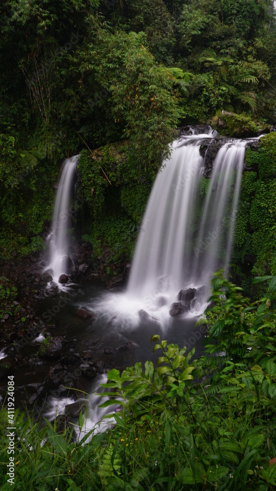 Beautiful waterfall in long exposure photo mode