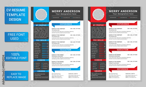 Clean and professional cv resume template design- minimalist curriculum vitae 