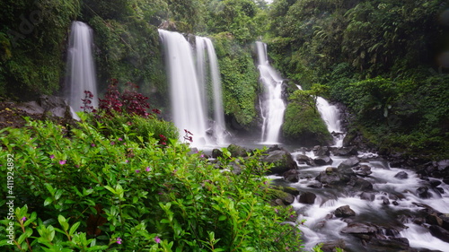 Beautiful waterfall in long exposure photo mode