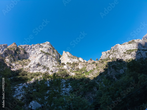 The Picos de Europa (Peaks of Europe) a mountain range part of the Cantabrian Mountains in northern Spain.