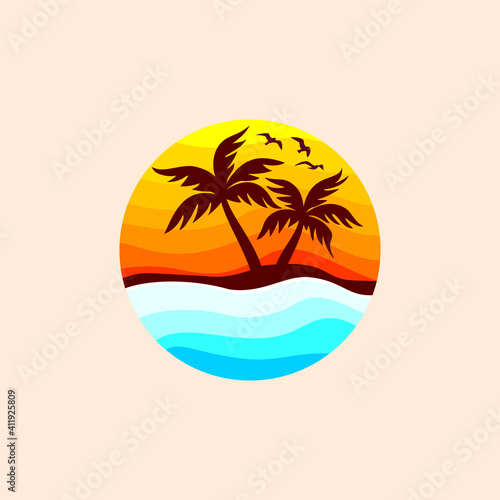 Beach Logo and Summer logo template vector illustration   Template for logo on the theme of tourism with a palm trees.