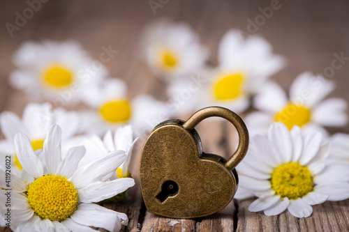 Golden padlock hearts with ...