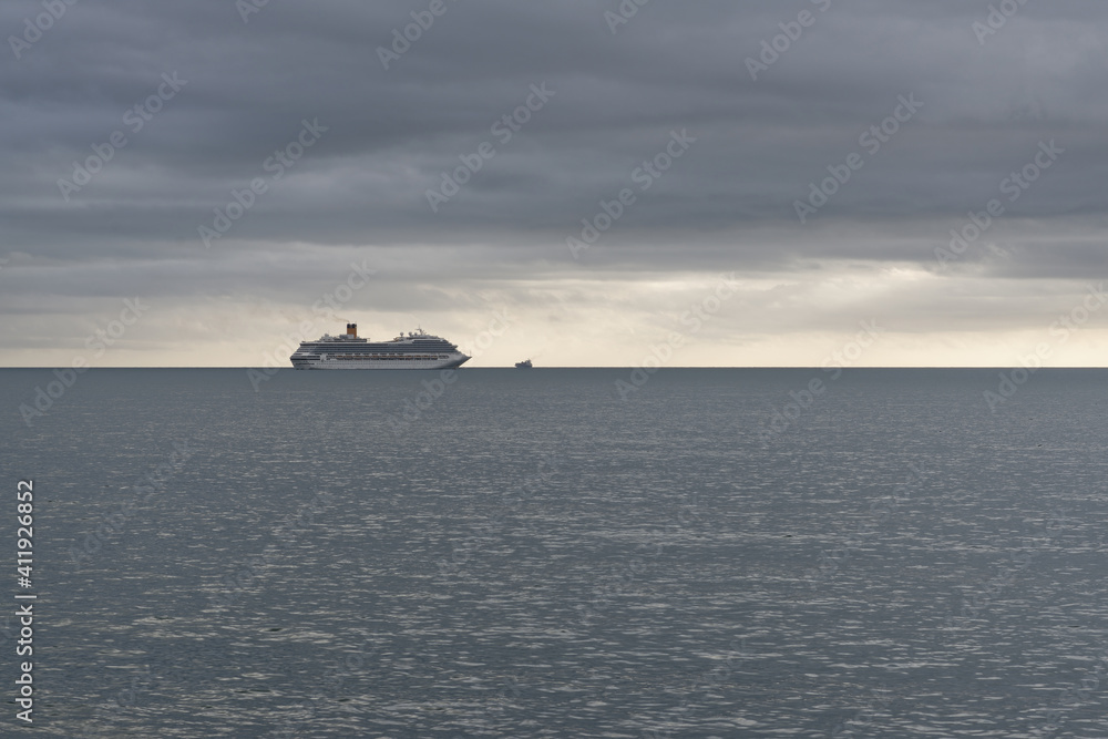 white cruise ship in the gulf of la spezia