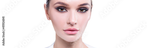 Close-up portrait of a girl. The concept of the beauty industry, cosmetology. photo