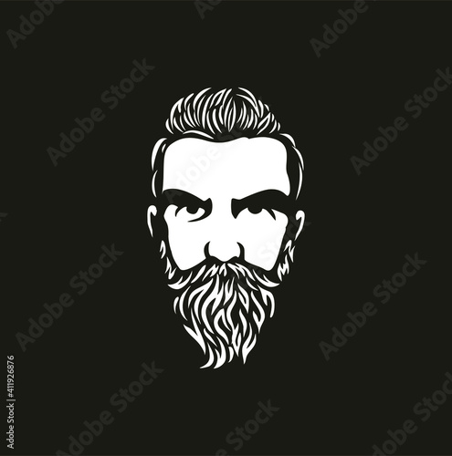 Hipster hair and beards, 
Barber shop isolated vintage label badge emblem. Vector illustration.