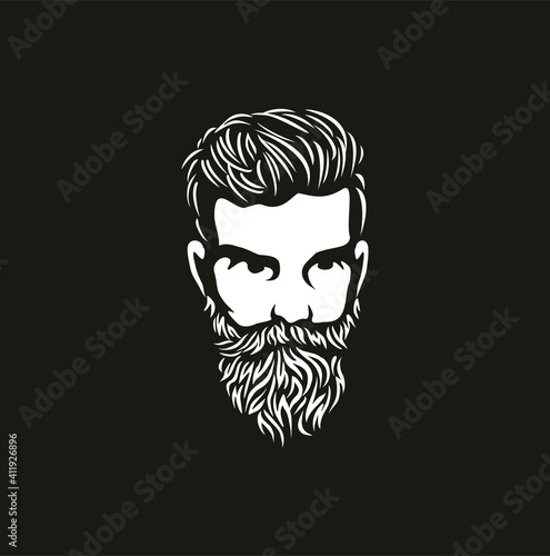 Hipster hair and beards, 
Barber shop isolated vintage label badge emblem. Vector illustration.