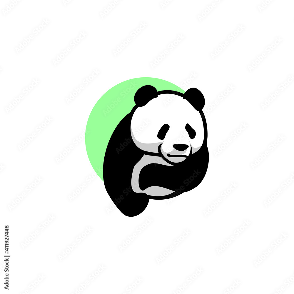 Fototapeta premium Cute Panda bear Logo design vector template. Funny Lazy Logo Panda animal Logotype concept icon.