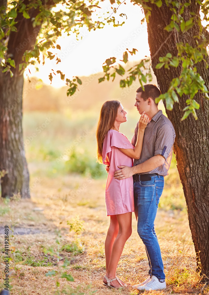 Fototapeta premium Portrait of young couple in summer