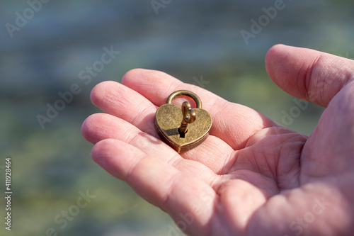 Heart shaped padlock. Valen...