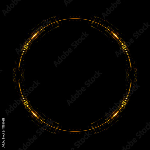 Vivid abstract background. Beautiful design of rotation frame. .Mystical portal. Bright sphere lens. Rotating lines. Glow ring. .Magic neon ball. Led blurred swirl. Spiral glint lines. HUD