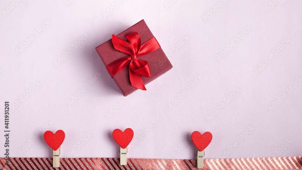 Top view of Valentine's Day holiday decorations Top view of Valentine's Day holiday decorations