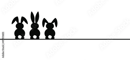 Bunny ears. Rabbit silhouette icon. Line pattern. Funny easter bunny. Flat vector rabbits ears in cartoon style. Happy easter party. eggs. Spring time