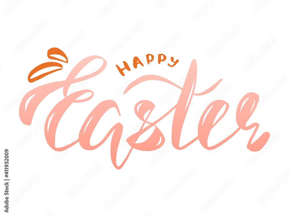 Fototapeta premium Happy easter lettering. Greeteng card.