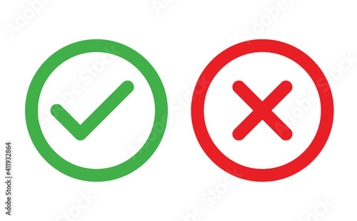 Check and Cancel Button. Yes and No symbol. Accepted and Rejected, Approved and Disapproved Web Button