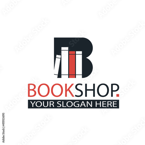 book store emblem with open book isolated on white background