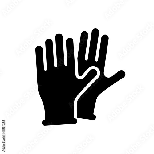 Medical protective rubber gloves vector glyph icon