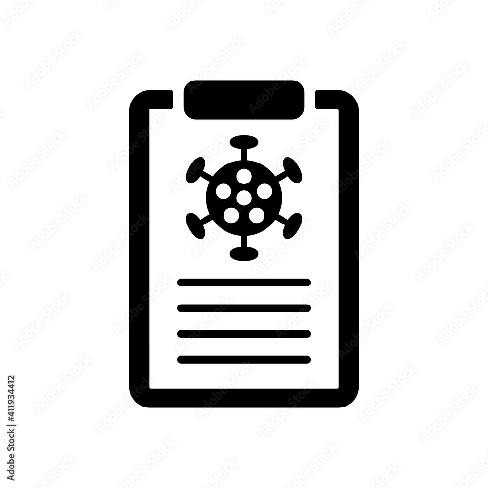 Medical test form for new corona virus glyph icon Medical test form for new corona virus glyph icon