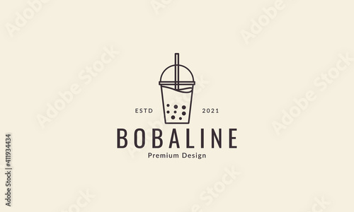 glass modern drink bubble lines logo symbol vector icon graphic design illustration