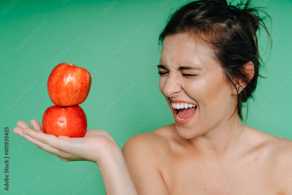 Frau mit Apfel woman with apple healty gesund vitamin c fruits obst freundlich friendly Frau mit Apfel woman with apple healty gesund vitamin c fruits obst freundlich friendly