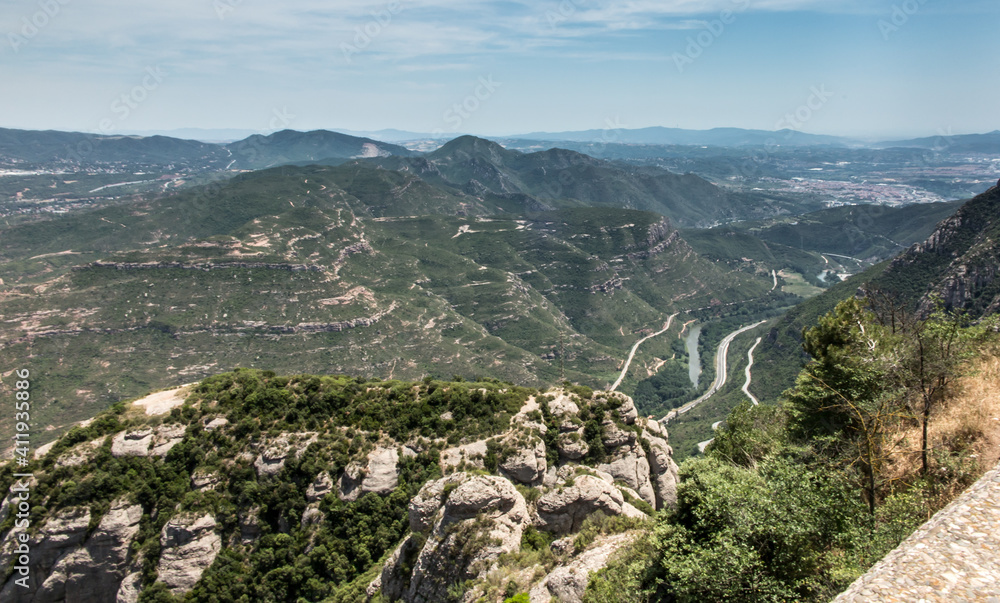 View of the surroundings from the Montserrat Monastery in Spain,