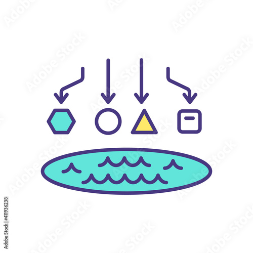 Data lake RGB color icon. Centralized repository. Object blobs and files. Storing structured and unstructured data at any scale. Natural, raw format. Central location. Isolated vector illustration