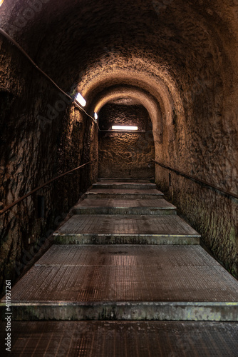 Tunnel of the ancient archaeological site in Herculaneum, Italy