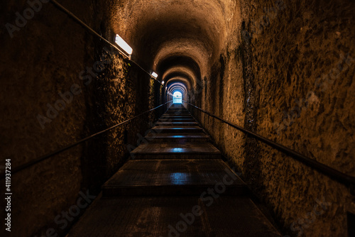 Tunnel of the ancient archaeological site in Herculaneum  Italy