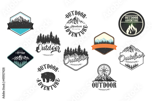bundle of ten outdoor adventure letterings emblems photo