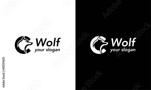 A vector illustration of wolf initial letter C logo sign