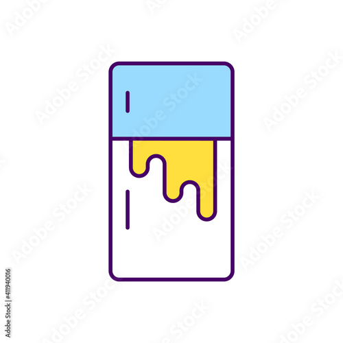 Food waste in refrigerator RGB color icon. Domestic refrigerator temperatures. Foods storage lives. Improving storage conditions. Fighting consumer products waste. Isolated vector illustration