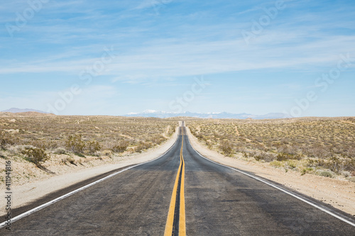 Empty road in Mojave Desert, California