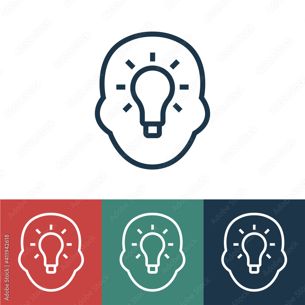 Line icon head with ideas Line icon head with ideas