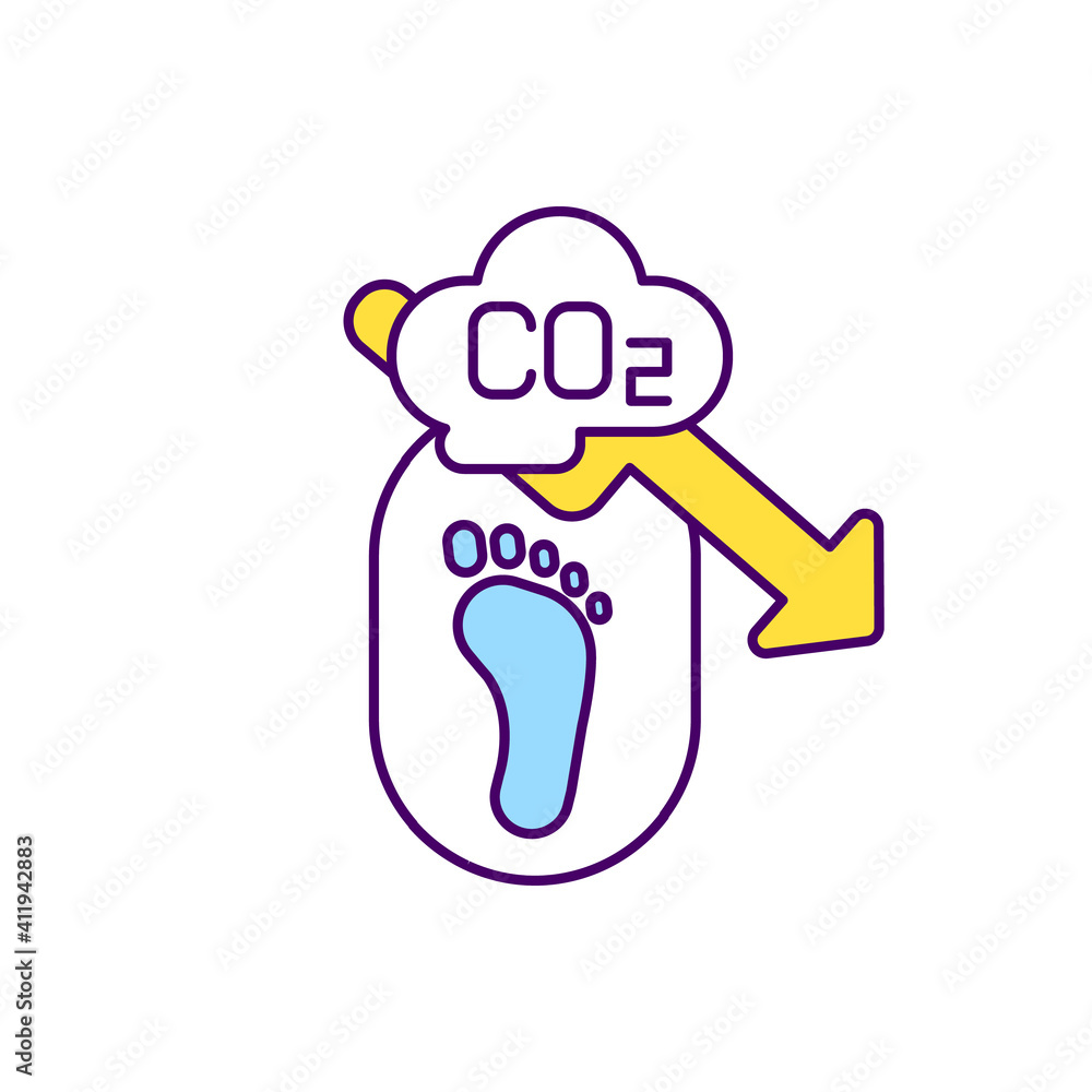 Reducing carbon emissions RGB color icon. Measuring carbon footprint. Composting process. Fighting climate change. CO2, greenhouse gas emissions decreasing. Isolated vector illustration Reducing carbon emissions RGB color icon. Measuring carbon footprint. Composting process. Fighting climate change. CO2, greenhouse gas emissions decreasing. Isolated vector illustration