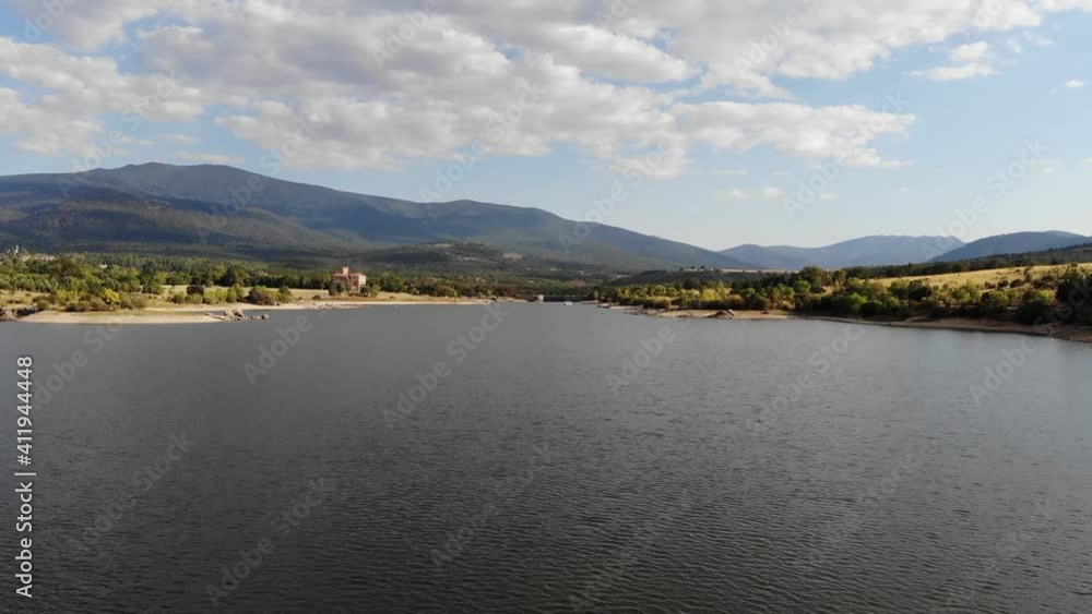 Relaxing aerial view of a lake with mountains Relaxing aerial view of a lake with mountains