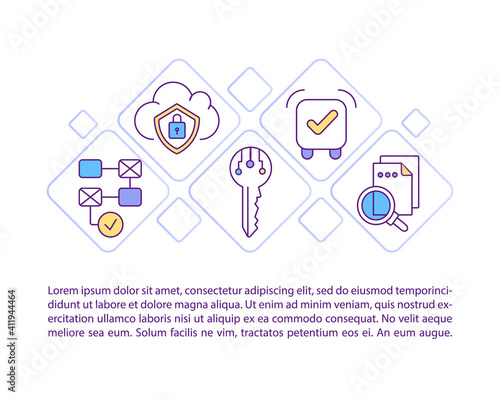 Contract lifecycle management concept icon with text. Streamlining business contracts efficiency. PPT page vector template. Brochure, magazine, booklet design element with linear illustrations