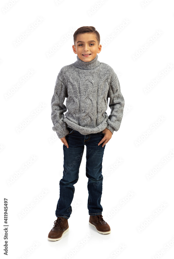 Naklejka premium Kids: Pre-Teen Young Boy Smiling At Camera