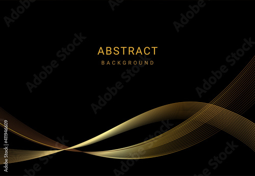 Abstract background of luxury gold wave lines.