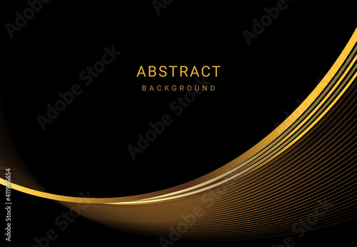 Abstract background of luxury gold wave lines.