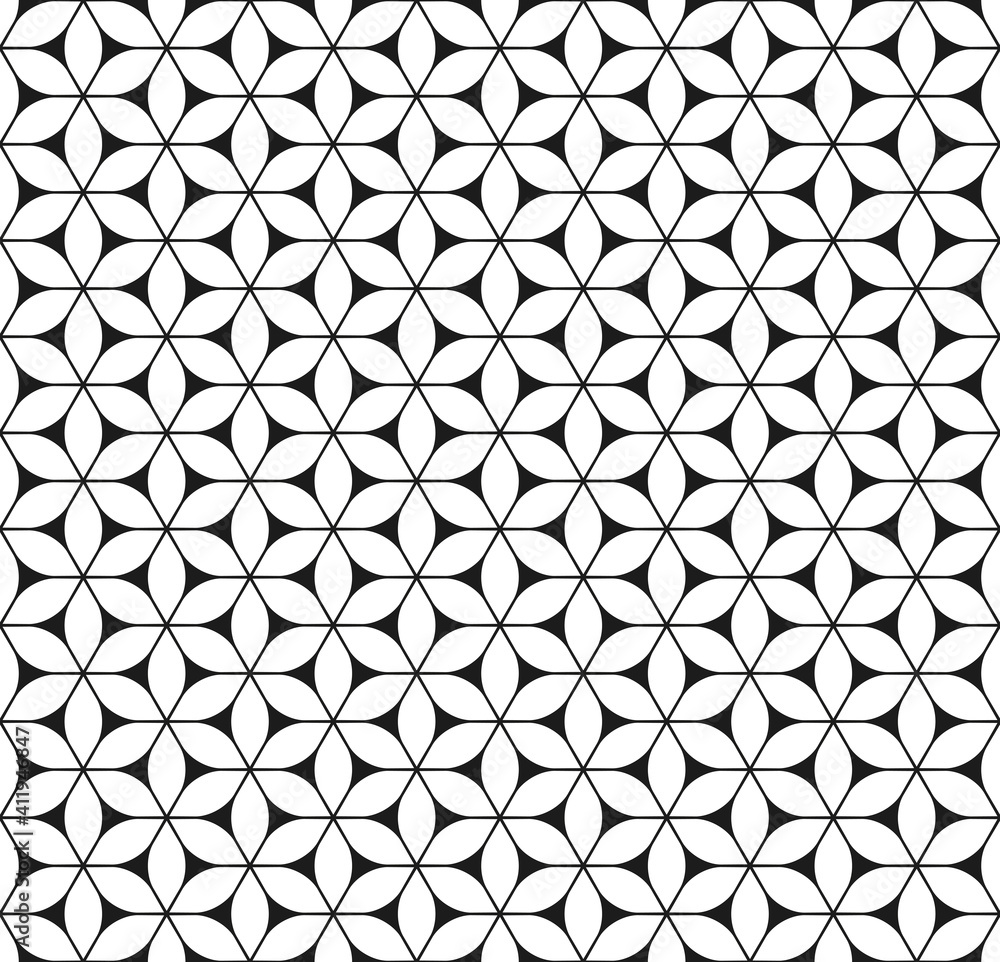 Fototapeta premium Seamless abstract geometric flower pattern.