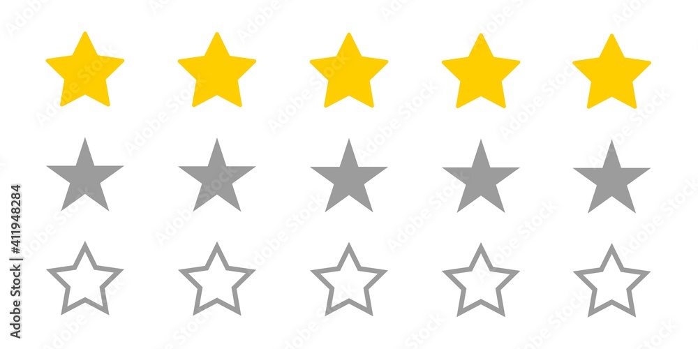 Set of golden and gray stars collection, star vector icons isolated on white background Set of golden and gray stars collection, star vector icons isolated on white background