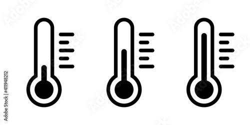Set of thermometer icons in line style vector illustration