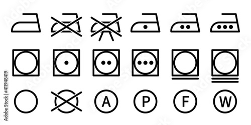 Set of washing symbols, laundry icons vector illustration