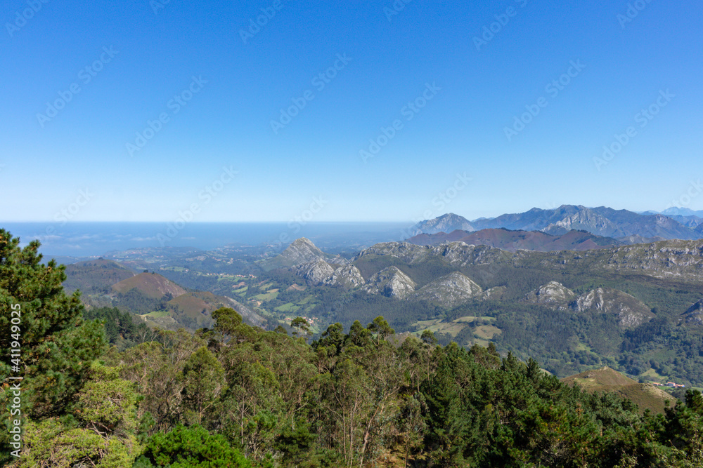 Mirador del Fitu viewpoint Fito in Asturias, Spain. It is located in the council of Parres is one of the viewpoints from which to enjoy the Cantabrian Sea and the Picos de Europa.