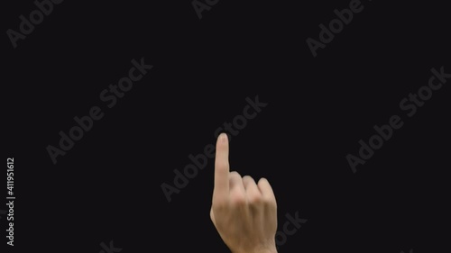Set of 7 different pre keyed chroma key transparent one finger click gestures fast and slow on greenscreen shot in 4k uhd