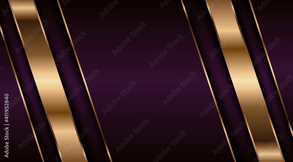 Obraz premium Abstract luxurious purple combination and golden overlap layer background . Modern creative dark navy luxury gold line overlapping style design